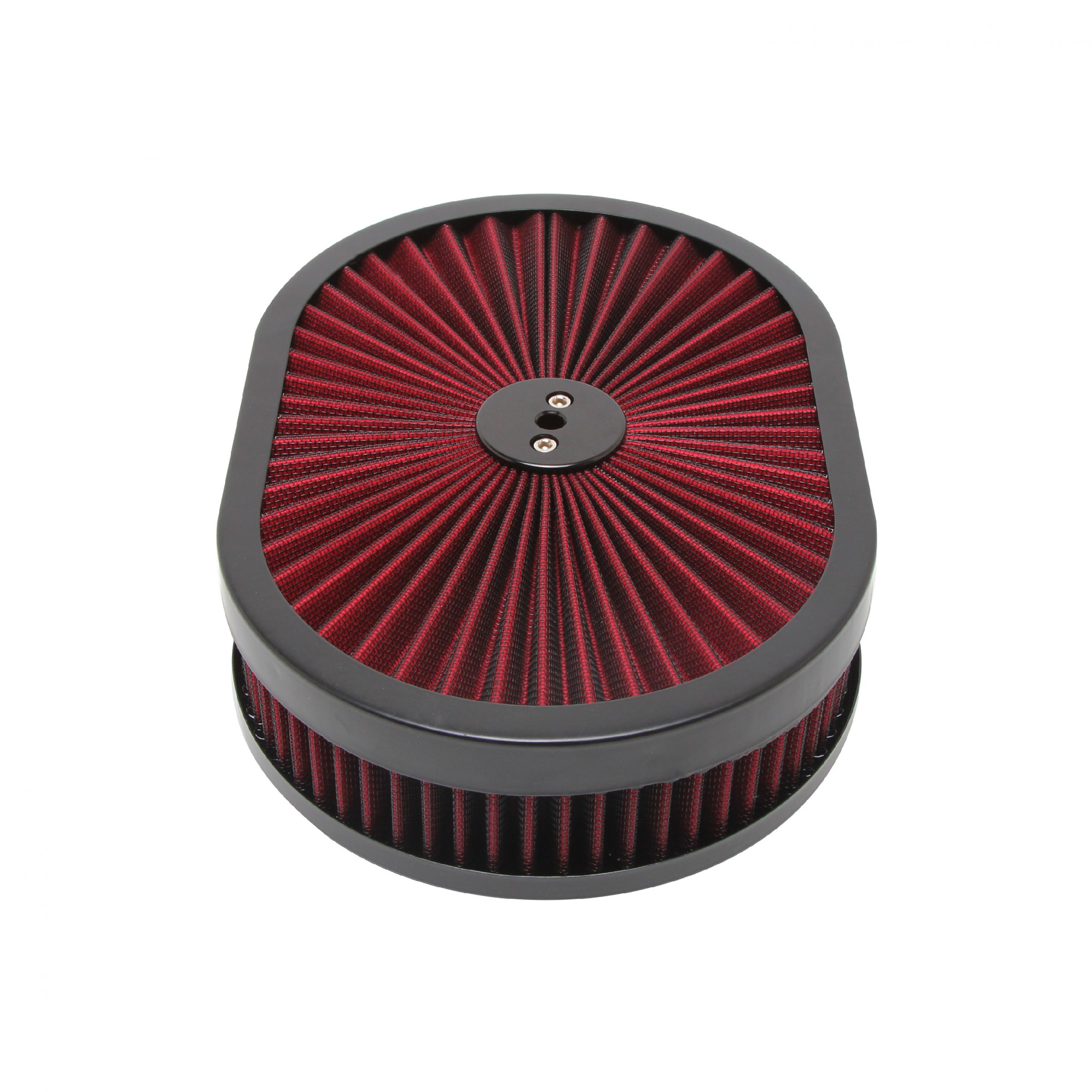 New 12 Super Flow Oval Air Cleaner Set With Washable Red Element & Chrome  top